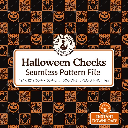 Halloween Checker Design Seamless Pattern Repeat Design, Hand Drawn Halloween Pattern Digital Download File, Fabric Print, Commercial Use - Etsy