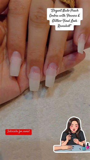 “Elegant Peach Ombre Nails with Flowers & Glitter | 2026 Trend” #nailtutorial #nailartdesigns