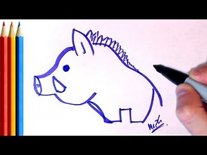 (fast-version) 2Min Drawing - Pig / Boar - Easy Step by Step