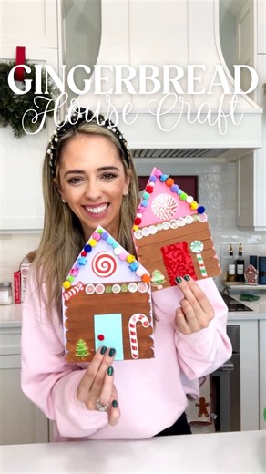 Jamie Dinardi-Dill | Sweetly Jamie on Instagram: "Cute & easy gingerbread house craft idea! 🎄✨ if you say “HOUSE CRAFT” I’ll send you a link to all the supplies I used!"