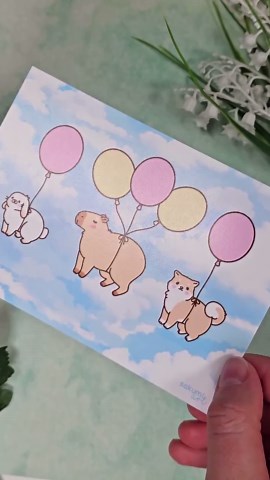 Balloon Friends Mini Print Capybara Bunny Shiba Inu - Etsy