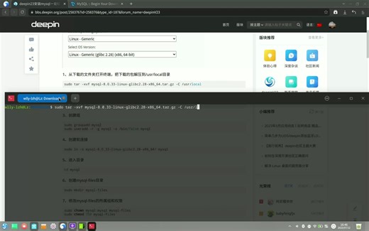 deepin23安装mysql（使用二进制安装包）