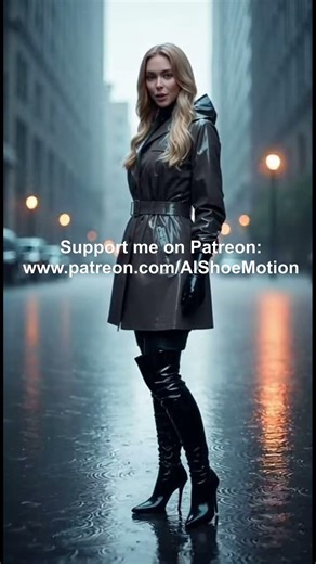 Woman Stands in Puddle in High Heel Overknee Boots #highheels #overkneeboots #ai #shorts #viral