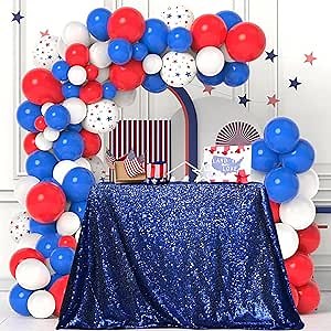 PartyDelight Sequin Tablecloth Navy Blue 48x72 Sparkly Rectangular Table Cloth for Independence Day, Gender Reveals Graduation Party Event Decor