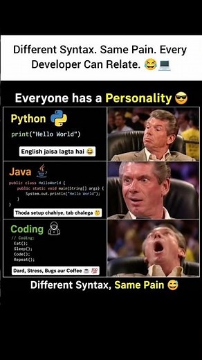 Programmer Life in One Meme 😂 #developer #coding #codingmemes #python #programming #memecoding #tech