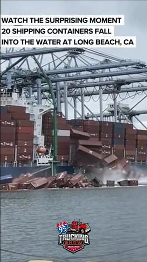 Dozen of shipping containers fall off cargo ship #accident #breaking #california #longbeach #usa
