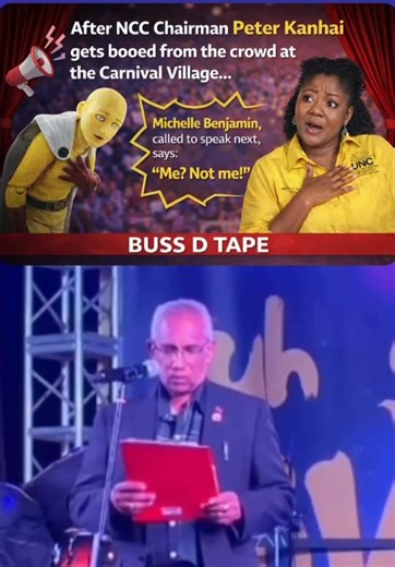 Minister of Culture and Community Development, Michell Benjamin refuses to go onstage to deliver her address at the opening of the Carnival Village at the Queens Park Savannah following the boos and jeers of the Chairman of the NCC. | Randall Mitchell