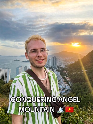 CONQUERING THE FIRST PEAK OF THE ANGELS 🏔️🇻🇳 This is Mount Co Tien in Nha Trang and it is absolutely legendary ✨ I started the hike around 17 20 and reached the first peak by 17 55 just in time for the magic hour 🌅🙌 Finding the hidden entrance was a mission but Google Maps reviews saved the day 📍🗺️ The trail isn’t super hard but don’t even think about doing this without sneakers because the grip is everything 👟🔥 Coming down was a different story though 💀 It was pitch black and visibili