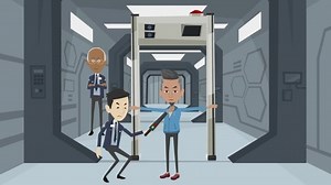 Security guard scanning visitor at entrance gate