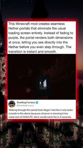 This Minecraft mod creates seamless Nether portals that eliminate the usual loading screen entirely