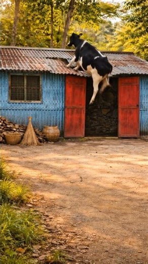 The Shed Didn’t Stand a Chance. This Cow Took It Too Far . #funny