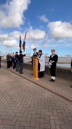 A lady student from Royal Hospital School, Holbrook plays Reveille followed by a prayer read by John Adams at HMS Ganges Remembrance Service. #hmsganges #hmsgangesmuseum #remembranceservice #reveille #royalnavy #hmsgangesassociation #shotleymarina #royalhospitalschool | HMS Ganges Museum