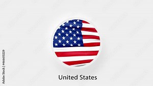 USA Circular Flag Loop. Animated national flag of United States American. Realistic USA Flag waving. 4K
