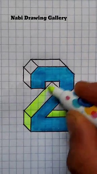 how to draw and color the number 2 | drawing