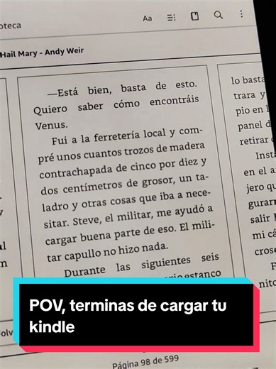 POV terminas de cargar tu kindle con su batería eterna 🔋 ¿Ya se leyeron Proyecto Hail Mary? #ebook #ereader #kindle #libros #kindlegirlie