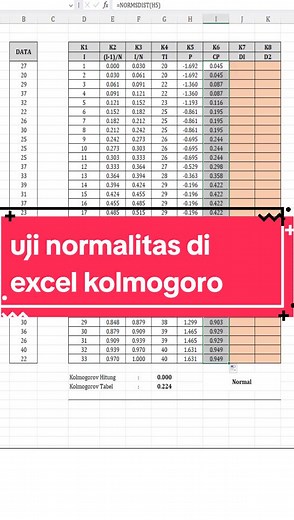 uji normalitas di excel kolmogorov #ujinormalitasdiexcelkolmogorov #excel #ujinormalitas #kolmogorov