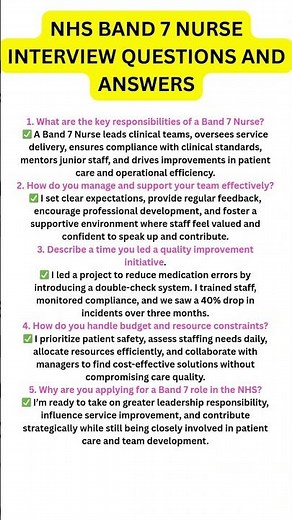 NHS Band 7 Nurse Interview Questions and Answers #interview #jobinterview #nurseroles #uknurses #nhs