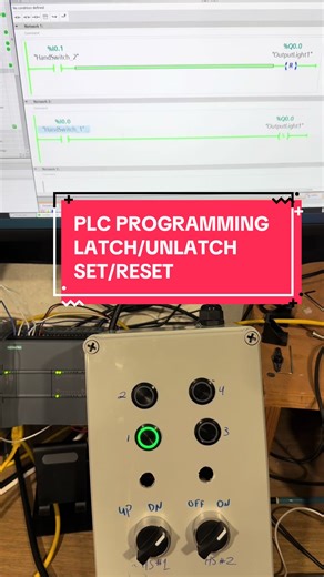 Learning PLC Programming Pt.2 - Set/Reset, Latch/Unlatch #STEMTok #learning #engineering #automation #programming