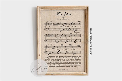 Affiche vintage PHYSICAL de partitions de Für Elise | Affiche de musique vintage Beethoven | Art mural piano classique | Décoration cadeau musicien | Cadeau unique - Etsy France