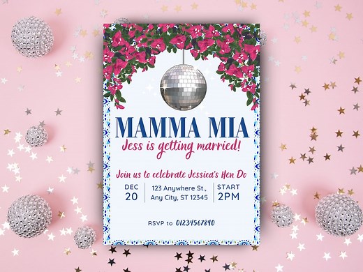 Mamma Mia Hen Do Invitation: Greek Theme, Editable Template (digital Download) - Etsy