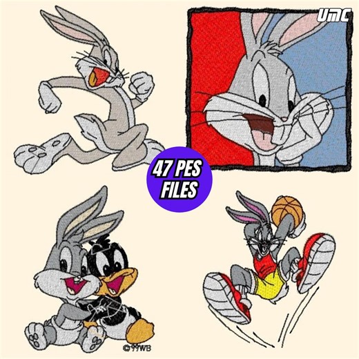 Bugs Bunny 47 Embroidery PES Files Bundle – PES, JPG, and Size Guide - Etsy