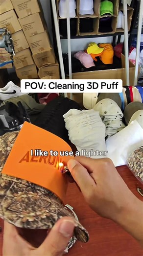 Showing how we get the job done cleaning 3D puff embroidery hat’s #embroideryplug #embroidery #embroideryhats #3dpuff