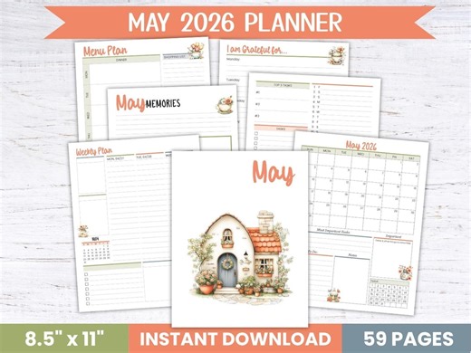 May 2026 Planner Printable, Daily Agenda, May Calendar (PDF Download 8.5x11) - Etsy