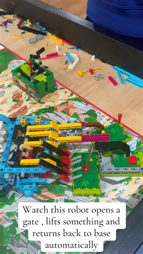 Watch this #lego #robot opens gate, lifts stuff and returns to base automatically #physicalai