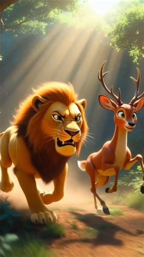 Sher Aur Hiran Ki Romanchak Daud | Pixar Quality Animation #pixarstyle #sorts #trend #viral #trend