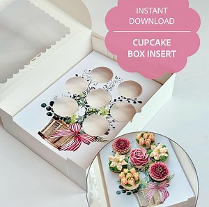 Basket Ribbon Cupcake Box Insert Design for Standard Cupcakes | Printable Templates & Instruction Guide | Instant Download - Etsy Australia