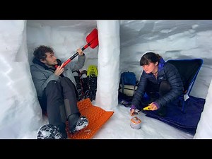 Camping in a GIANT SNOW CAVE! | Survival Quinzee under 20ft of Snow!