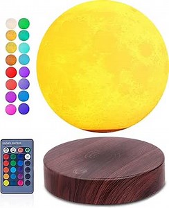 VGAzer Levitating Moon Lamp,Floating and Spinning in Air Freely with 3D Printing Moon Lamp Has 16 Colors Modes with Remote for Unique Gifts,Christmas,Room Decor,Night Light,Office Desk (16 Colors)