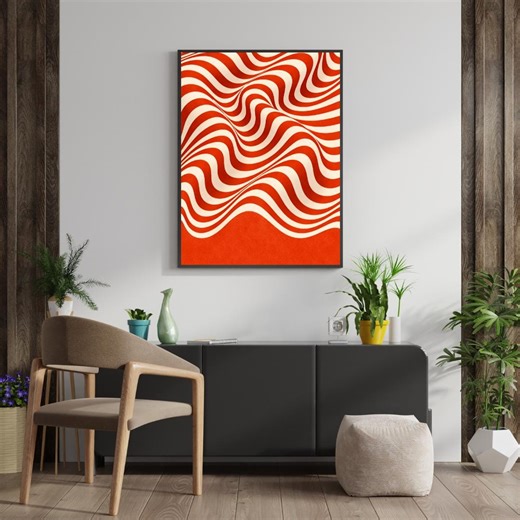 Abstract Wavy Lines Pattern Modern Wall Decor - Etsy