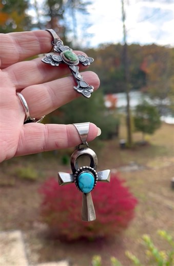 Two stunning large sterling silver handmade crosses. I will show you photographs as a separate post with artist names, and turquoise information as I can’t combine video with photos. | All Nations Trading