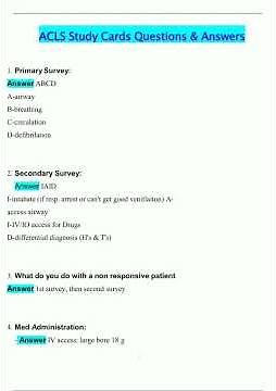 ACLS Study Cards Latest 2025 2026 Update Questions and Verified Answers 100 Correct Grade A532