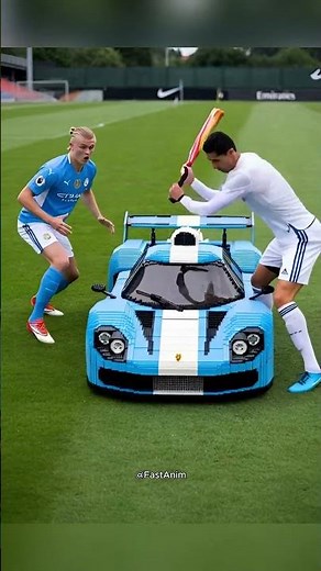 Ronaldo Ruins Haaland’s LEGO Sports Car #footballshorts #ronaldo #Haaland