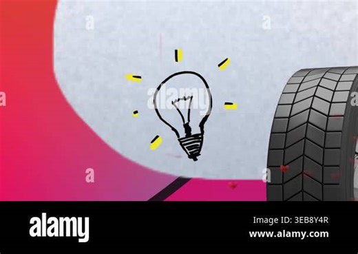 Animation of lightbulb icon and hearts over shapes on pink background. Abstract background, light and movement concept digitally generated video.