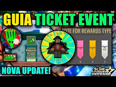 Como Funciona O NOVO TICKET EVENT Do All Star Tower Defense!! Farm de GEMA e Unidades de GRAÇA!!!