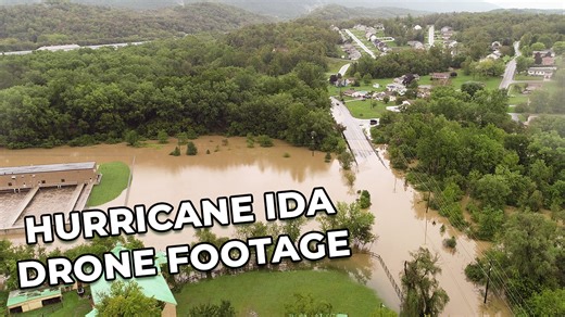 Multiple parts of Hollidaysburg, PA submerged in floodwater after Ida remnants pass through the city