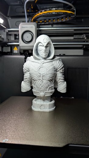 3D Printing Moon Knight in Marble 🪨 | Stone-Look Bust on Pedestal