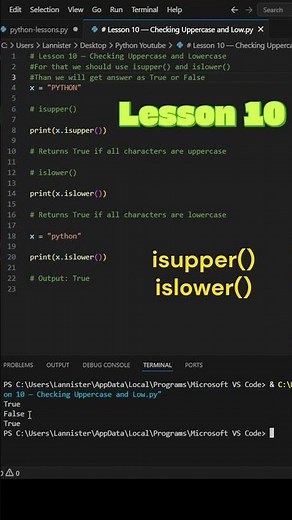 13. Checking Uppercase and Lowercase in Python 🔠 Lesson 10 #shorts