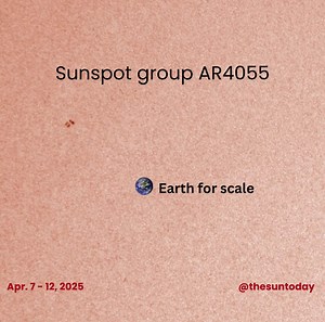 🔥 Sunspot AR4055 exploded with activity—30 flares in 24 hrs, 5 of them M-class! 🌍➡️☀️ It grew from tiny to 4.5 Earths in size in just 2 days. Could an X-flare be next before it vanishes from view? Stay tuned: https://bit.ly/sunactivity #spaceweather ☀️ | The Sun Today: Solar Facts and Space Weather