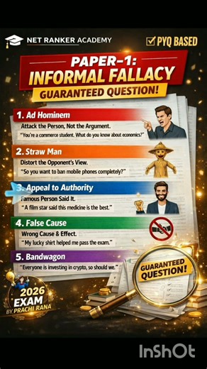 UGC NET 2026 🔥 Informal Fallacies Guaranteed Question | Paper-1🎯