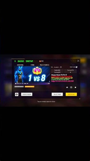 V badge 1 vs 8 map code 😍 #freefire #shorts