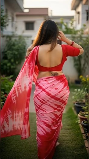 Red Saree Look ✨🔥 Trending Back View Walk | Viral Short Video"