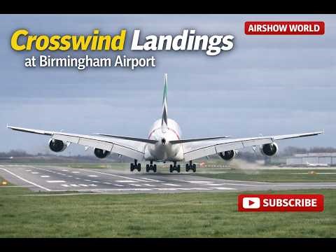 Cross Wind Action At Birmingham Airport