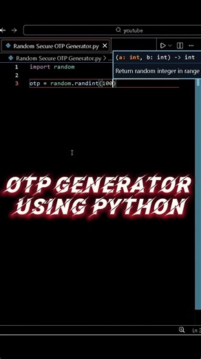 Day 5/100 🔥 Python OTP Generator | Mini Project #shorts #shortsfeed