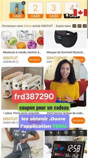 Cadeau gratuit - coupon TEMU Canada #réductions #temu #cadeaux