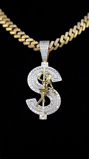 Money Dollar Stripper Pendant | Iced Out Moissanite Hip Hop Chain | UIU Jewelry