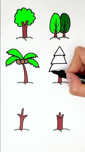How to Draw TREES like a Pro 🌳 Easy Drawing Tutorial for Kids #art #drawing #color #simple